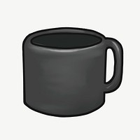 Black coffee mug collage element psd