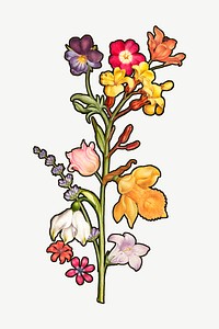Colorful flower clipart psd, remixed by rawpixel