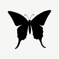 Black butterfly clipart psd, remixed by rawpixel