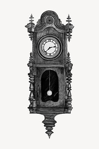 Wooden clock, Florence Stevenson's antique object illustration