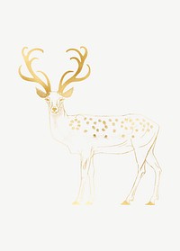 Gold stag, animal clipart psd, remixed by rawpixel