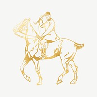 Gold horse riding clipart psd, remixed by rawpixel