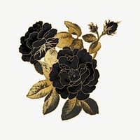 Black rose clipart psd, remixed by rawpixel