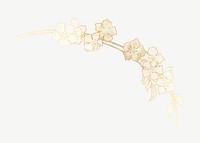 Gold flower clipart psd, remixed by rawpixel