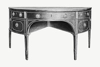 Wooden table, vintage furniture collage element psd