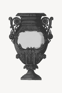 Victorian flower vase, vintage object illustration