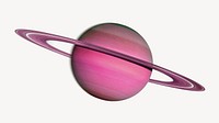 Pink Saturn planet, galaxy illustration