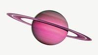 Pink Saturn planet, galaxy collage element psd