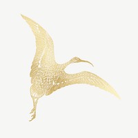 Vintage gold stork clipart psd, remixed by rawpixel