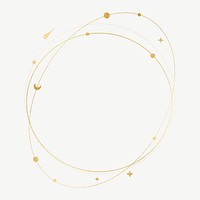 Gold galaxy frame, aesthetic solar system art psd