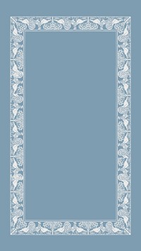 Blue ornamental frame iPhone wallpaper, vintage background psd, remixed by rawpixel