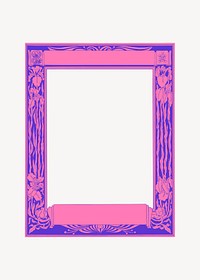 Vintage floral frame, pink rectangle shape, remixed from the artworks by Johann Georg van Caspel