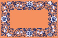 Orange art nouveau background, flower ornament frame design psd, remixed by rawpixel