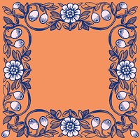Orange art nouveau background, flower ornament frame design, remixed by rawpixel