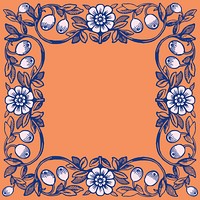 Orange art nouveau background, flower ornament frame design psd, remixed by rawpixel