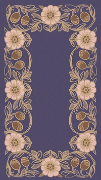 Art nouveau frame iPhone wallpaper, flower ornament background psd, remixed by rawpixel