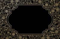 Leafy patterned frame background, black vintage design, remixed by rawpixel