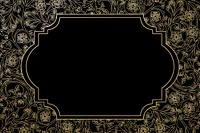 Leafy patterned frame background, black vintage design psd, remixed by rawpixel