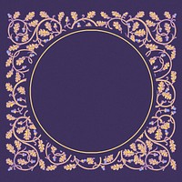 Vintage botanical frame background, purple ornate design psd, remixed by rawpixel