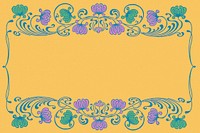 Vintage floral frame background, yellow ornamental design psd, remixed by rawpixel