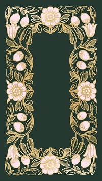 Art nouveau frame iPhone wallpaper, flower ornament background, remixed by rawpixel