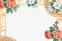 Vintage Spring frame background, vintage botanical design psd, remixed by rawpixel