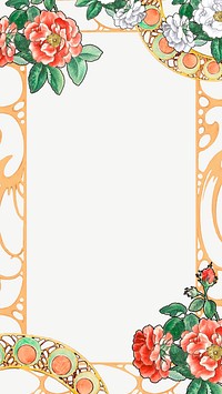 Vintage Spring frame phone wallpaper, vintage botanical background psd, remixed by rawpixel