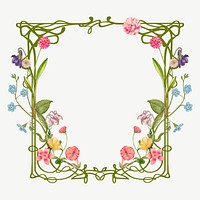 Floral ornament frame background, white design psd, remixed by rawpixel