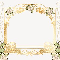 Floral ornament frame background, gold luxury design, remixed by rawpixel