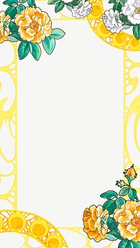 Vintage Spring frame phone wallpaper, vintage botanical background psd, remixed by rawpixel