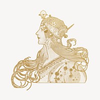Alphonse Mucha's Zodiac, gold vintage illustration, remixed by rawpixel