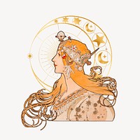 Alphonse Mucha's Zodiac, vintage astrology illustration, remixed by rawpixel