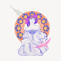 Alphonse Mucha's floral lady, vintage illustration, remixed by rawpixel