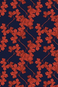 Red columbine leaf pattern background, remixed by rawpixel