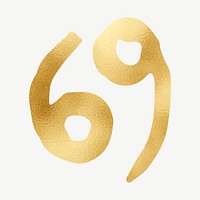 Gold Cancer sign, zodiac symbol clipart psd