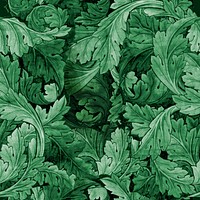 William Morris's green leaf background, famous Art Nouveau artwork illustration, remixed by rawpixel