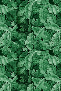 William Morris's leaf patterned background, famous Art Nouveau artwork illustration, remixed by rawpixel