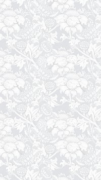 William Morris's white iPhone wallpaper, famous Art Nouveau artwork illustration, remixed by rawpixel