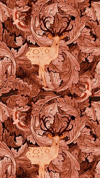 William Morris's fall iPhone wallpaper, famous Art Nouveau artwork illustration, remixed by rawpixel