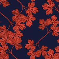 Red leaf patterned background, columbine design, remixed by rawpixel