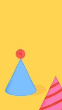 Birthday cone hat mobile wallpaper, colorful yellow background