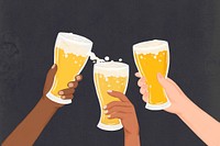 Clinking beer glasses background, New Year celebration