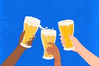 Clinking beer glasses background, New Year celebration