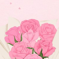 Valentine's rose bouquet, pink flower border