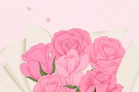 Valentine's rose bouquet background, pink flower border