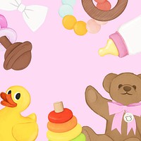 Cute kids toy background, pink frame design
