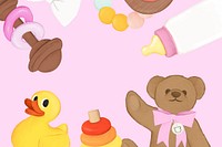 Cute kids toy background, pink frame design