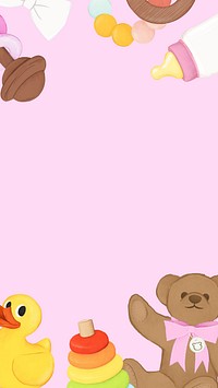 Cute kids toy phone wallpaper, pink frame background