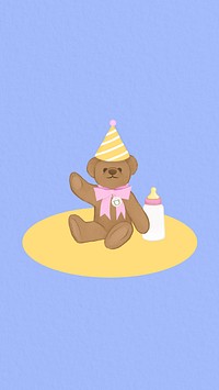 Birthday teddy bear mobile wallpaper, kids party background