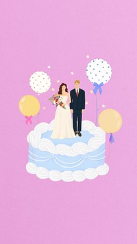 Bride and groom phone wallpaper, wedding celebration background